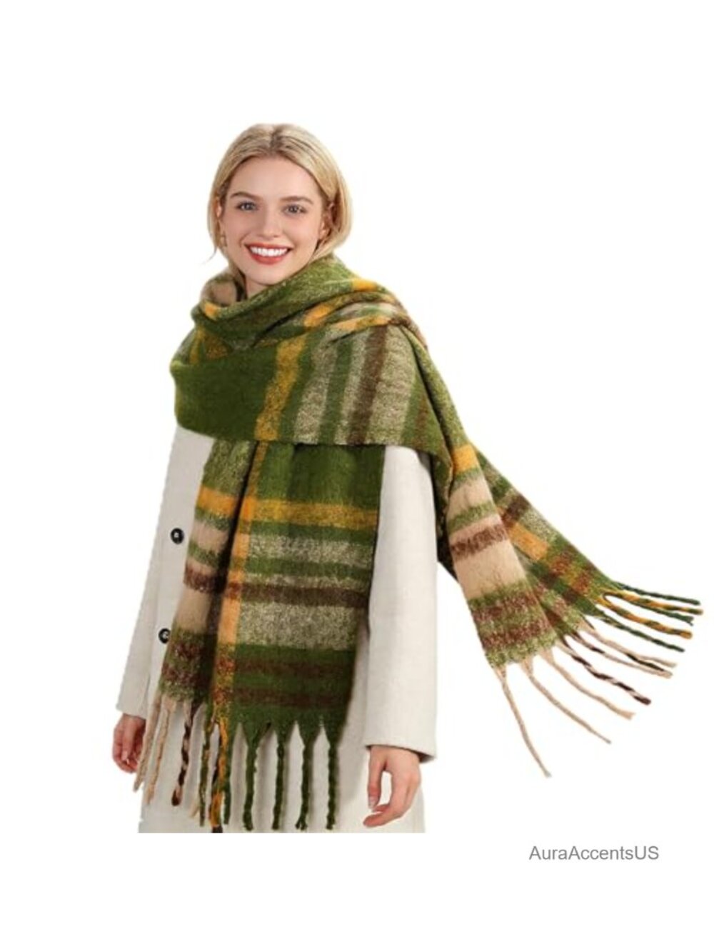 Cashmere Thick Tassel Scarf for Women - Large Warm Winter Shawl Wrap Blanket